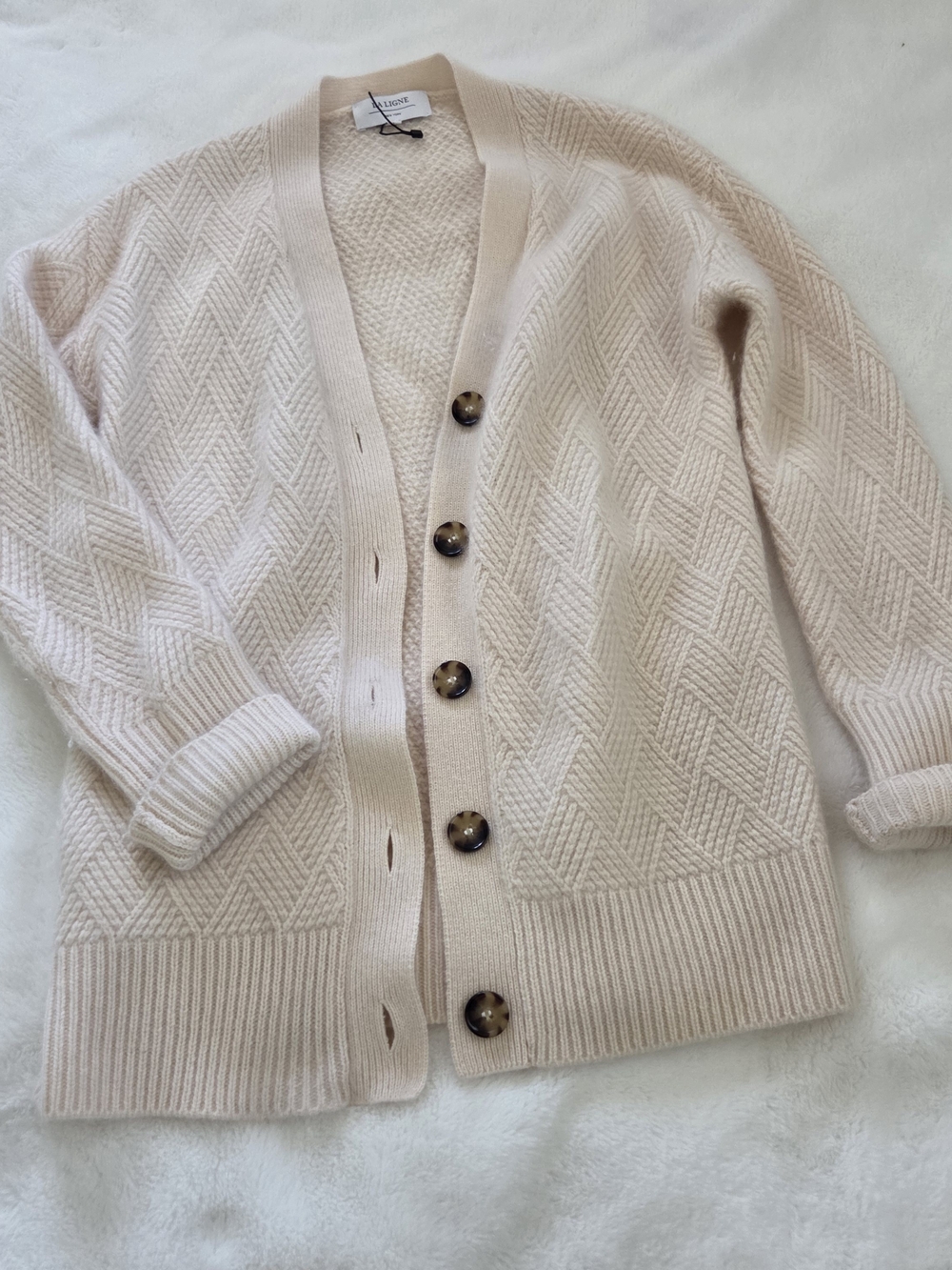 La Ligne Cashmere V-Neck Sweater Cardigan Size Small